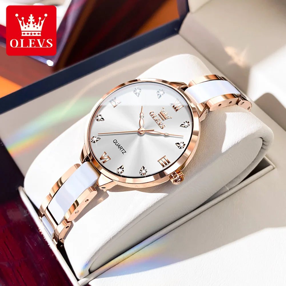 OLEVS 5872 Women Watches Quartz Wristwatch Waterproof Watches For Woman Set Bracelet Watch Original Elegant Casual Fashion Reloj