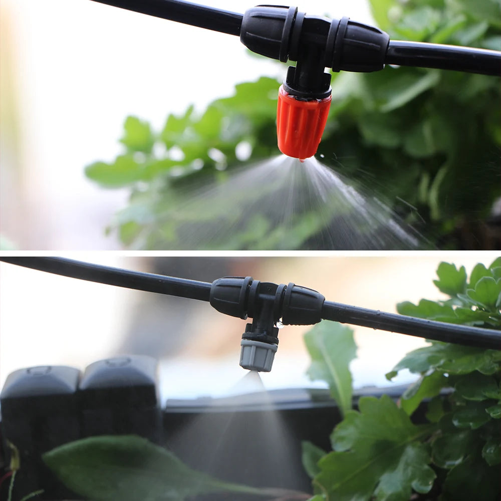 15PCS 1/4"Garden Hose Misting Nozzle with Lock Cap for Greenhouse 4/7mm Hose Irrigation Sprinkler Prevent Tubeing Slip Sprayer