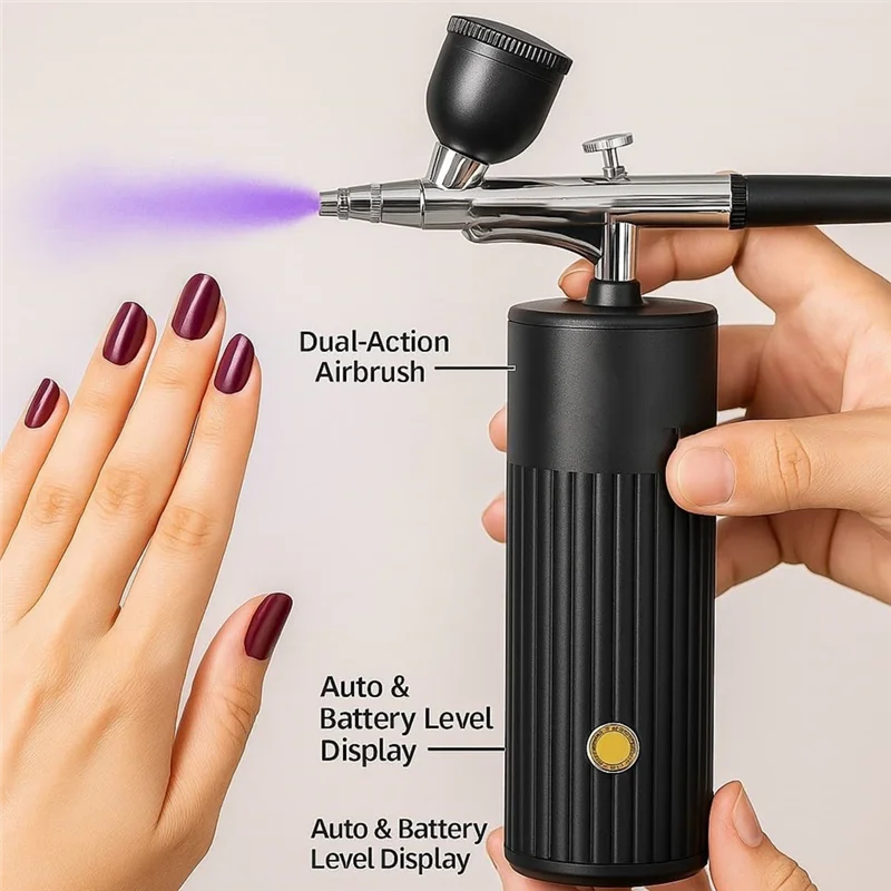 ABAE-Cordless Airbrush Set, Rechargeable Compressor 48 PSI, Portable Handheld Airbrush Kit For Nails, Makeup, Art