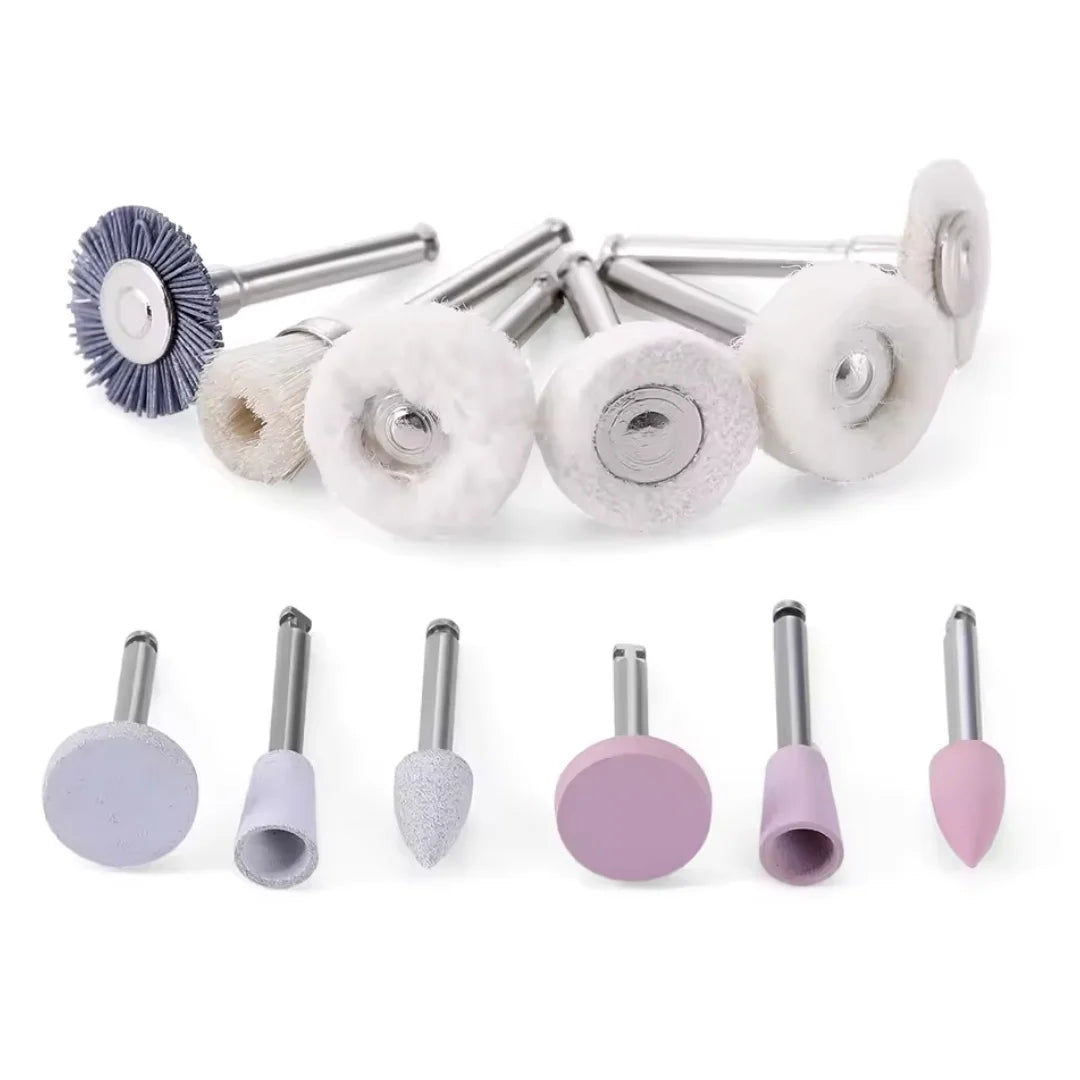 12Pcs/Box Dental Composite Polishing Kit for Dental RA2.35mm Shank Low Speed Handpiece Teeth Nail Polisher Tool Grinding Heads