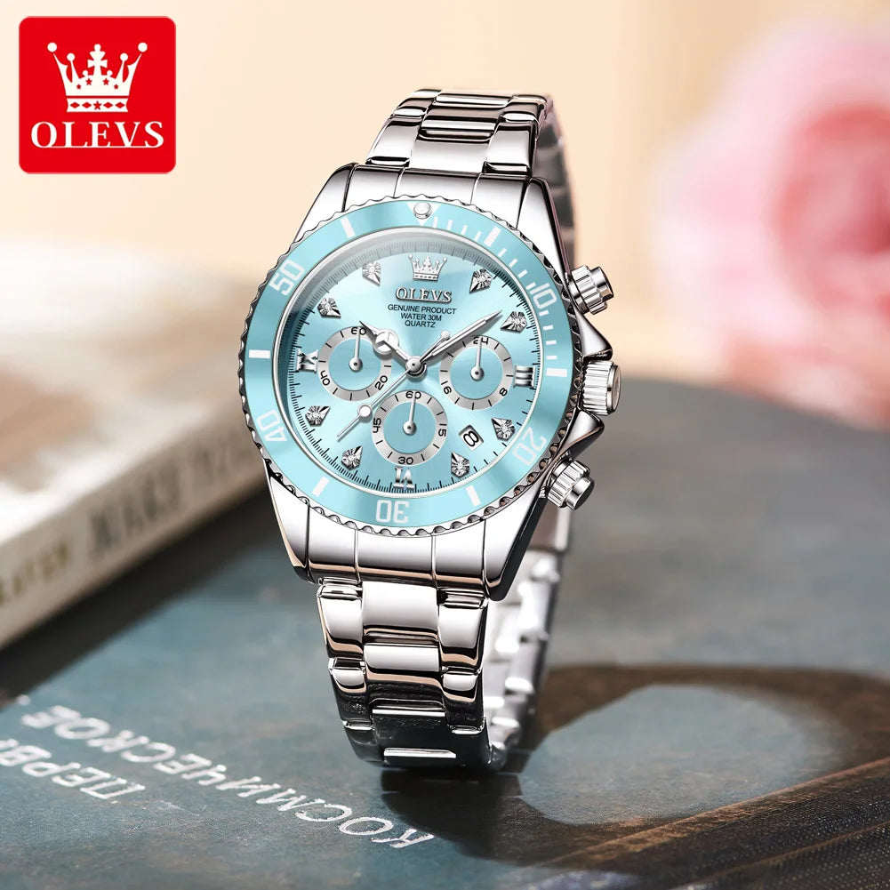 OLEVS Women Watch 5632 Elegant Original Quartz Watches Multifunctional Chronograph Watches For Women Set Bracelet Watch Reloj