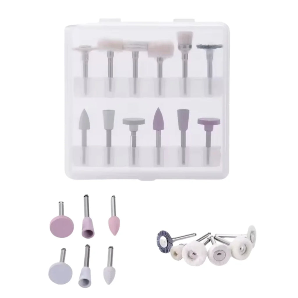 12Pcs/Box Dental Composite Polishing Kit for Dental RA2.35mm Shank Low Speed Handpiece Teeth Nail Polisher Tool Grinding Heads