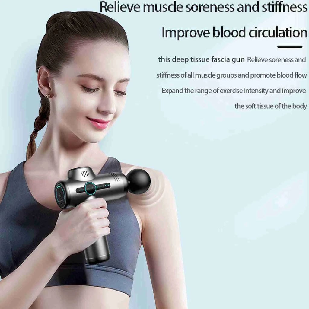 Home Fascia Gun Muscle Relaxation Massage Device Deep Tissue Massage Gun Adjustable Speeds 6 Detachable Massage Heads