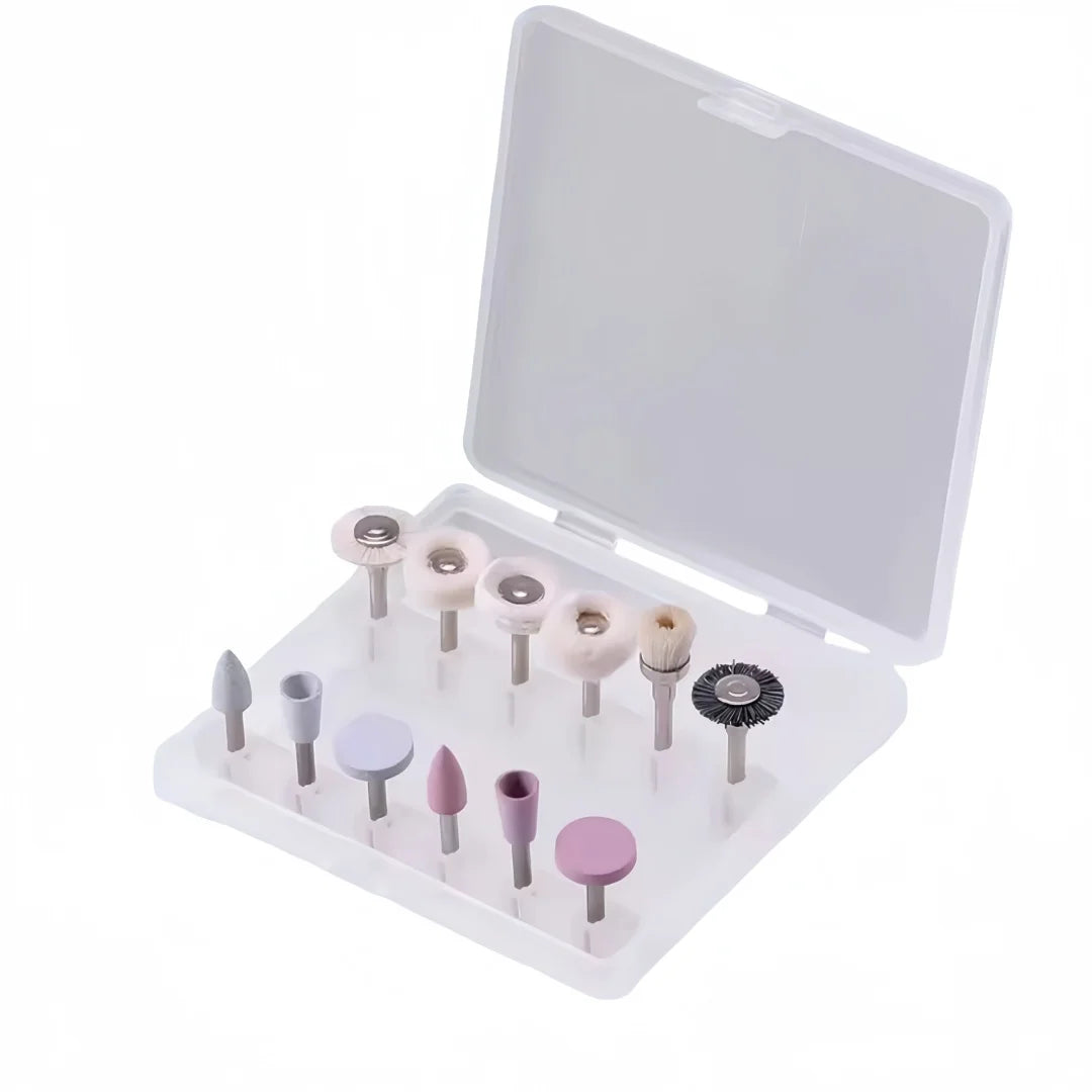 12Pcs/Box Dental Composite Polishing Kit for Dental RA2.35mm Shank Low Speed Handpiece Teeth Nail Polisher Tool Grinding Heads