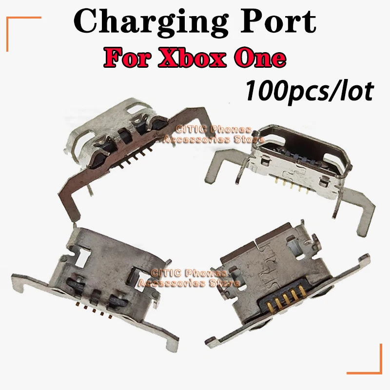 100Pcs/Lot For Xbox One Micro USB Charge Port Socket For Xbox One X Gamepad Controller Connector Dock Accessories 5Pin
