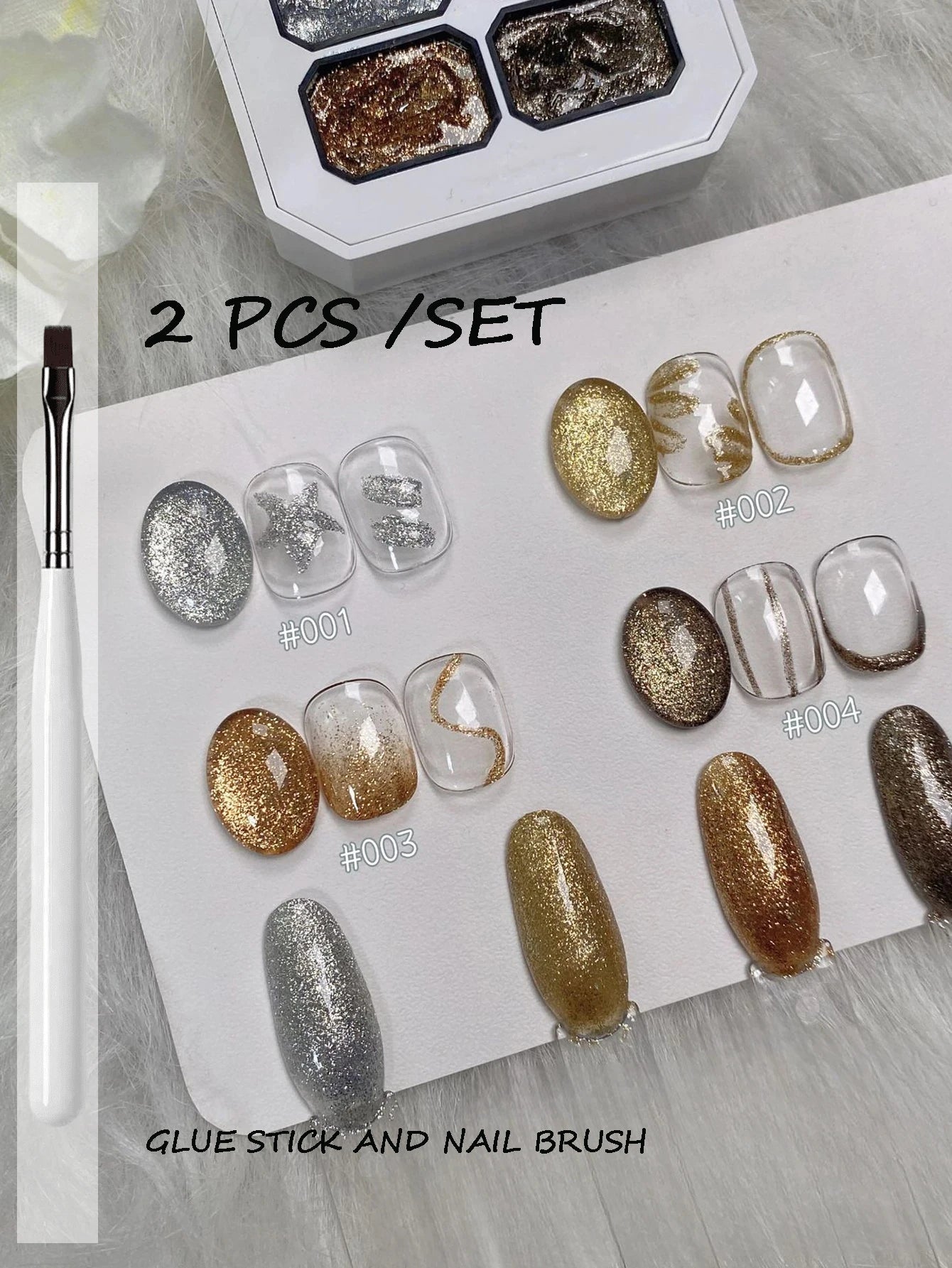 4 in 1 solid nail polish metal glue painting glue UV gel with nail art pen nail salon set