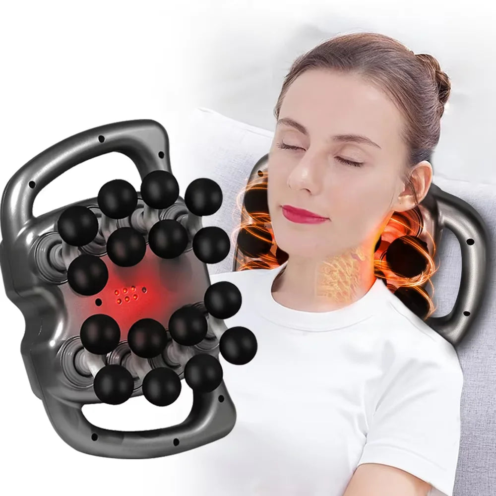 Fascia Gun Muscle Massager with 16 Heads Deep Tissu Electronic Percussion Vibration Therapy for Body Back Shoulders Legs