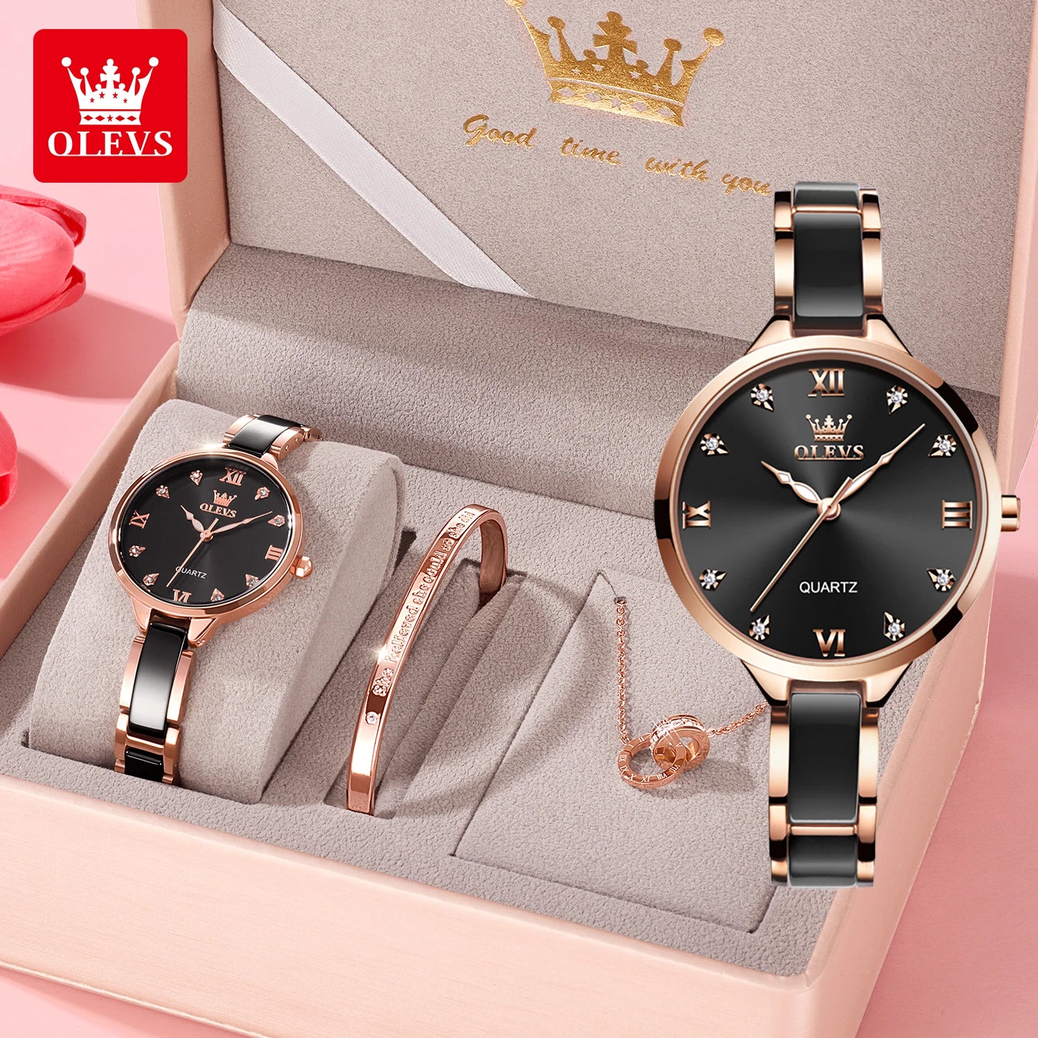 OLEVS 5872 Women Watches Quartz Wristwatch Waterproof Watches For Woman Set Bracelet Watch Original Elegant Casual Fashion Reloj