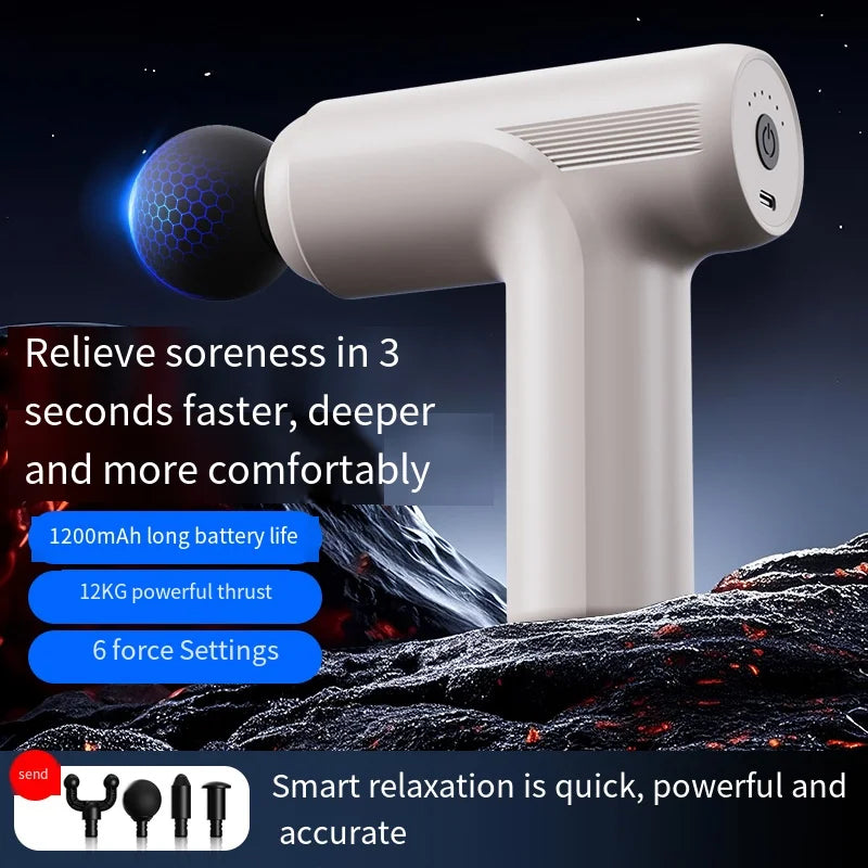 Mini USB Electric Massage Gun Deep Tissue Facial Massgaer 8 Heads Arms Back Leg Muscle Relaxing For Body Back Arm Sport Fitness