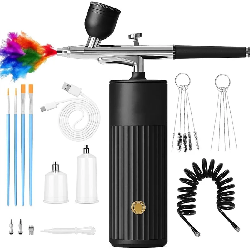 MCGS-Portable Rechargeable Airbrush Set, Cordless Handheld Airbrush Kit, 48 PSI Compressor For Nail Art Makeup
