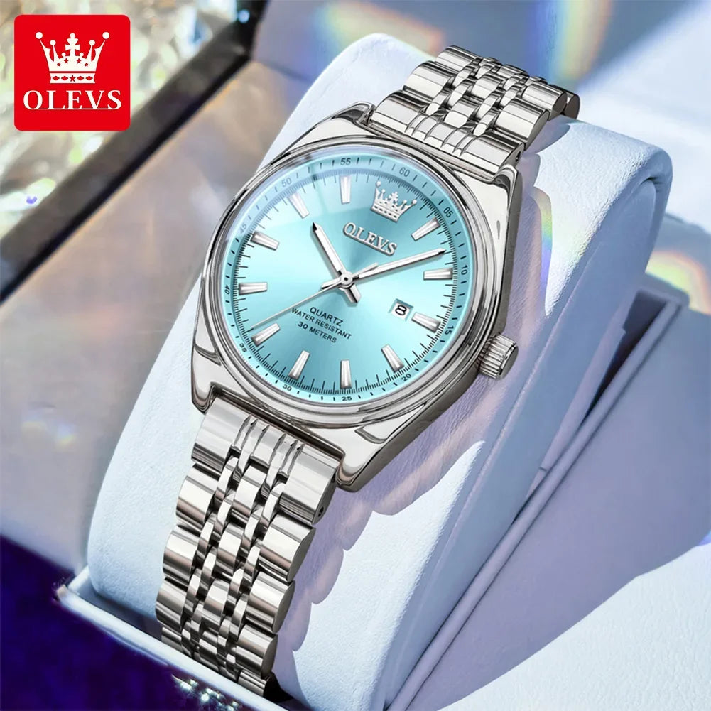 OLEVS New 3703 Watches Woman Elegant Quartz Watch Waterproof Luminous Stainless Steel Date Watches Woman Bracelet Gifts Box