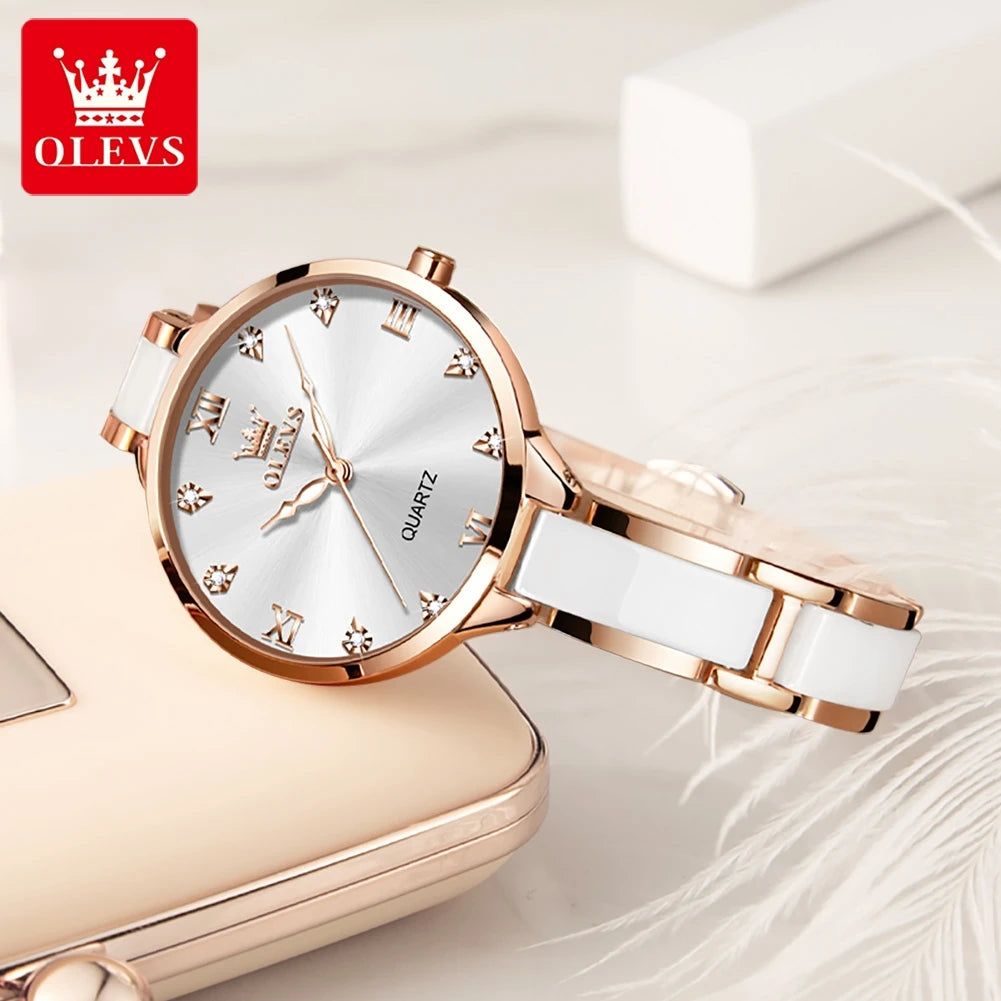 OLEVS 5872 Women Watches Quartz Wristwatch Waterproof Watches For Woman Set Bracelet Watch Original Elegant Casual Fashion Reloj