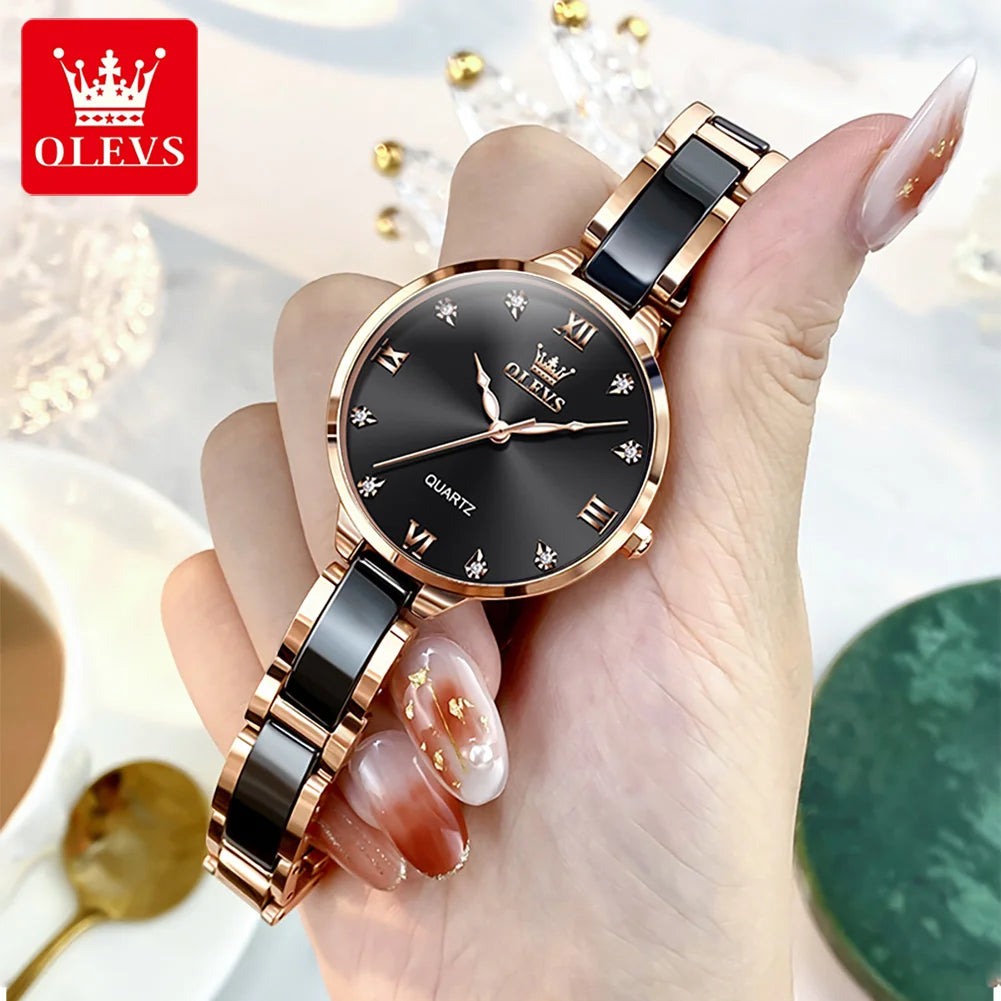 OLEVS 5872 Women Watches Quartz Wristwatch Waterproof Watches For Woman Set Bracelet Watch Original Elegant Casual Fashion Reloj