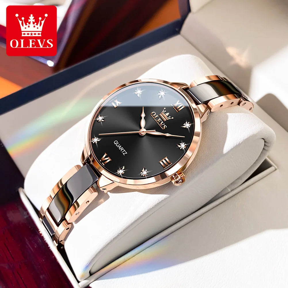 OLEVS 5872 Women Watches Quartz Wristwatch Waterproof Watches For Woman Set Bracelet Watch Original Elegant Casual Fashion Reloj
