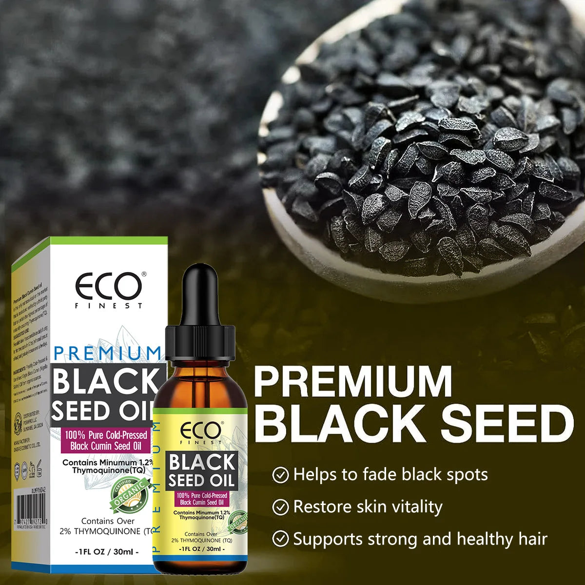 30ml Multipurpose Black Seed Oil Cold Pressed Virgin Black Castor Oil Black Cumin Seed Oil Skin Care Body Care Nourish Hair