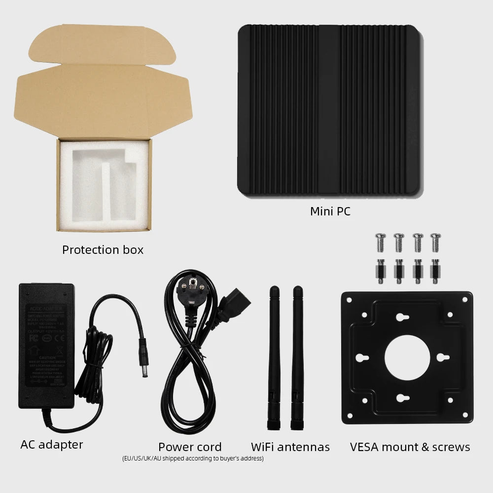 XCY Fanless Mini PC Intel Celeron J6412 N5105 2x GbE LAN 2x RS232 HDMI VGA WiFi 4G LTE Windows 10 Linux Industrial Computer