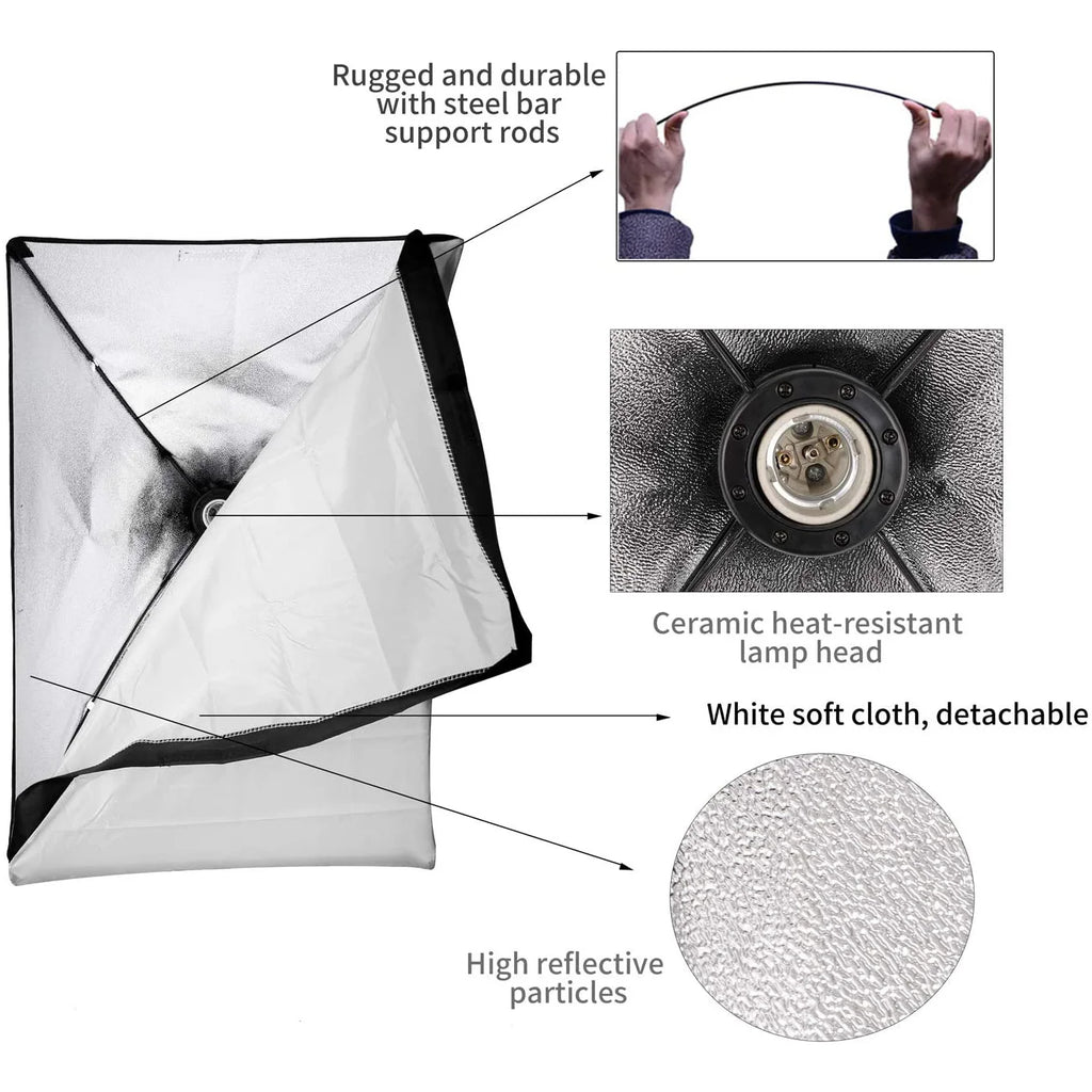 Photographic Equipment Photo Studio Photography Soft Box Kit With Triopod Video 50x70cm Softbox Photo Box With Lamp Holder E27