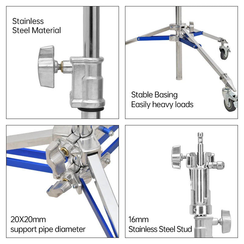 JINBEI JB290A Light Stand Professional Studio Stainless Steel Tripod Photography Live Streaming Room Holder Shooting Equipment