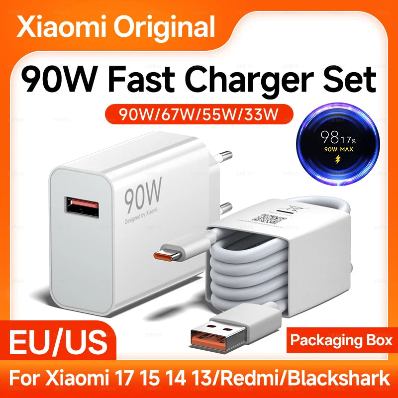 90W 6A Turbo Fast Wall Charger Original Xiaomi 15 14 13 12 11 Pro Ultra Lite USB To Type C Quick Charging Phone Cable Redmi Note