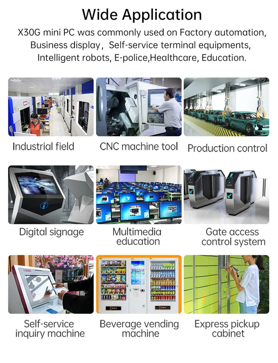 XCY Fanless Mini PC Intel Celeron J6412 N5105 2x GbE LAN 2x RS232 HDMI VGA WiFi 4G LTE Windows 10 Linux Industrial Computer