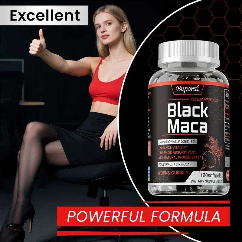 Black Maca Supplement - Natural Nergizer, Improve Performance, Energy, Endurance Muscle Mass Improve, Balance Hormones