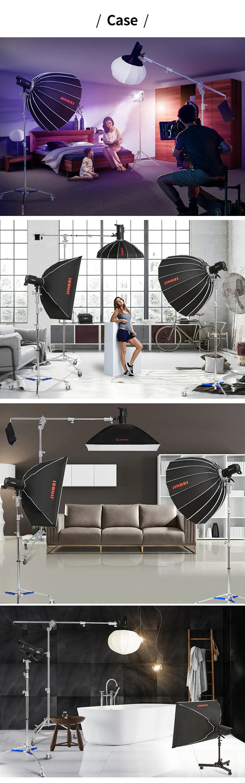 JINBEI JB290A Light Stand Professional Studio Stainless Steel Tripod Photography Live Streaming Room Holder Shooting Equipment