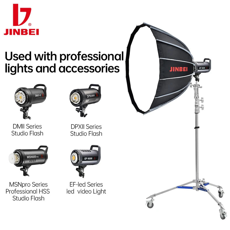 JINBEI JB290A Light Stand Professional Studio Stainless Steel Tripod Photography Live Streaming Room Holder Shooting Equipment