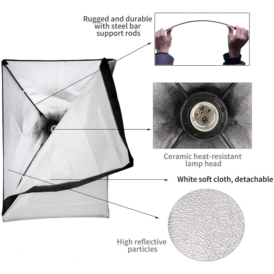 Photographic Equipment Photo Studio Photography Soft Box Kit With Triopod Video 50x70cm Softbox Photo Box With Lamp Holder E27