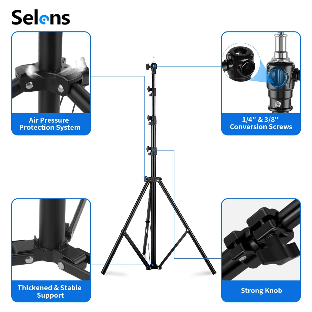 Selens 2.2~3.95M Light Stand with Air Pressure Buffer Aluminum Alloy Tripod For Photography Stiduo Video Flash Lighting Softbox