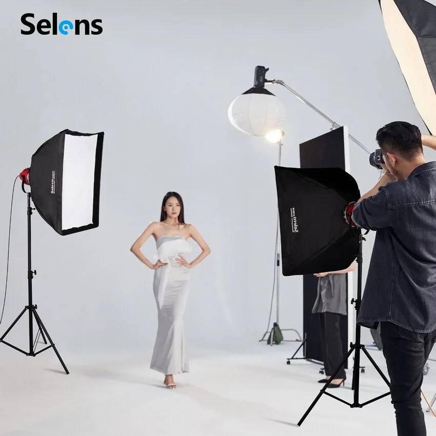 Selens  60X80CM Double Layer Diffusion Honeycomb Grid Softbox for Studio Photo Light  Red Head light Flash
