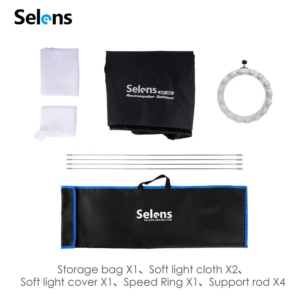 Selens  60X80CM Double Layer Diffusion Honeycomb Grid Softbox for Studio Photo Light  Red Head light Flash