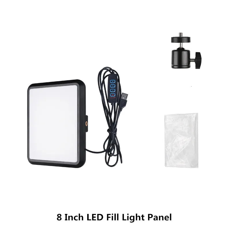 8/12 Inch LED Photography Video Panel Light Photo Studio Lighting Kit For Shoot Live Streaming Youbube With Tripod Stand