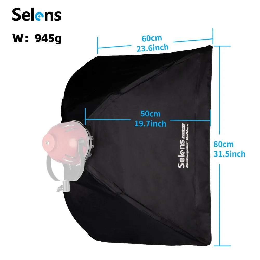 Selens  60X80CM Double Layer Diffusion Honeycomb Grid Softbox for Studio Photo Light  Red Head light Flash