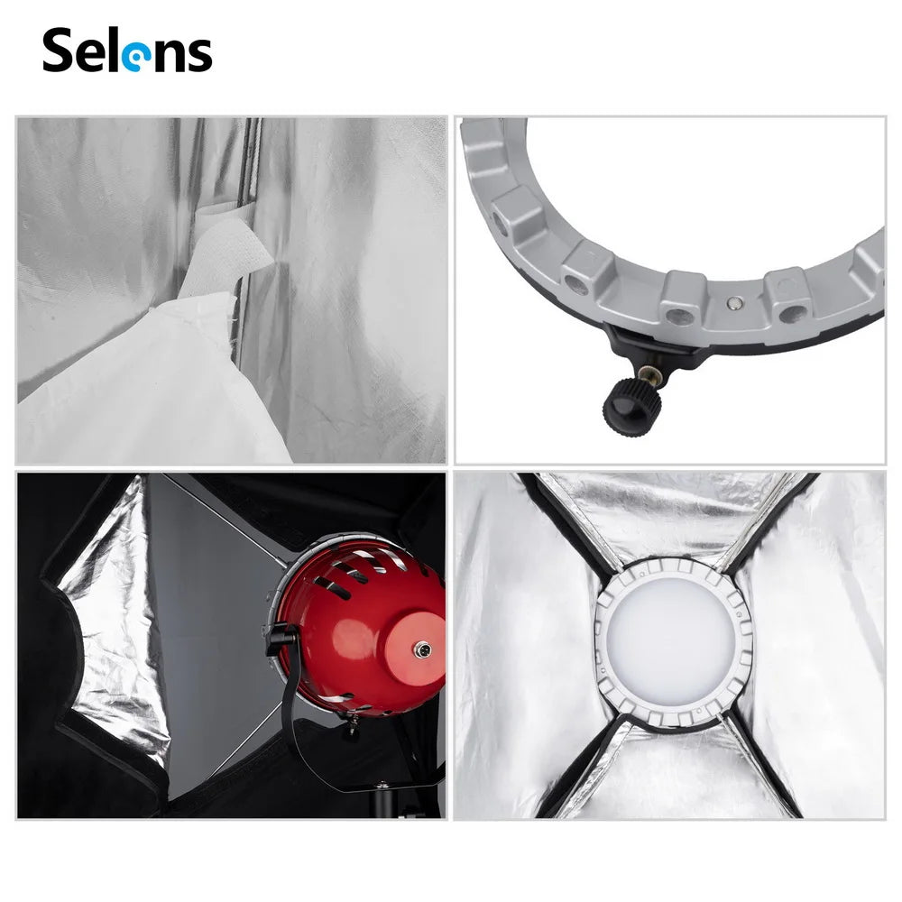Selens  60X80CM Double Layer Diffusion Honeycomb Grid Softbox for Studio Photo Light  Red Head light Flash