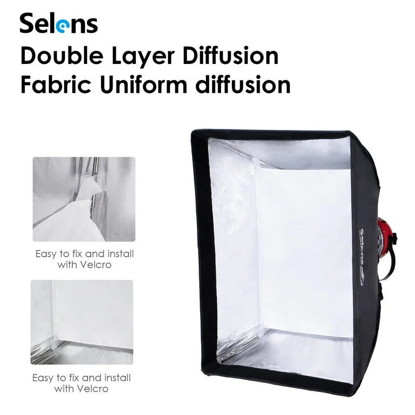 Selens  60X80CM Double Layer Diffusion Honeycomb Grid Softbox for Studio Photo Light  Red Head light Flash