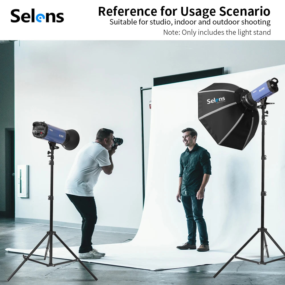 Selens 2.2~3.95M Light Stand with Air Pressure Buffer Aluminum Alloy Tripod For Photography Stiduo Video Flash Lighting Softbox