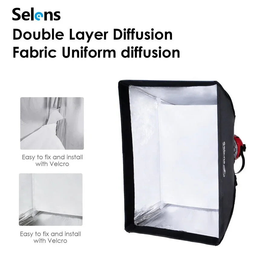 Selens  60X80CM Double Layer Diffusion Honeycomb Grid Softbox for Studio Photo Light  Red Head light Flash