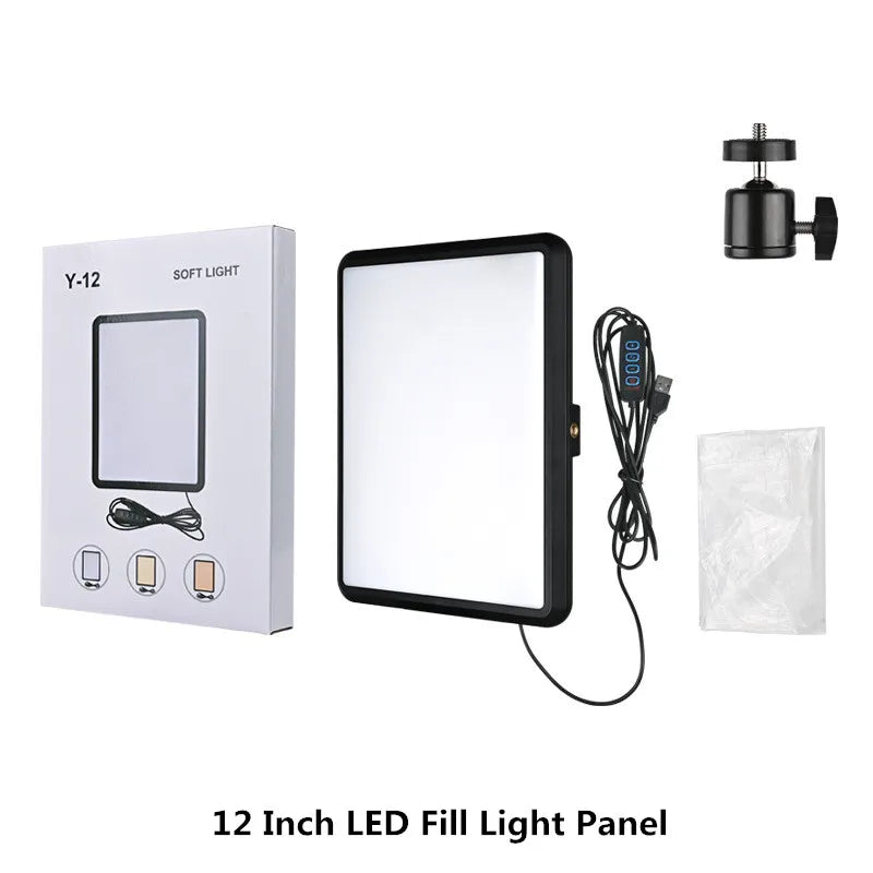 8/12 Inch LED Photography Video Panel Light Photo Studio Lighting Kit For Shoot Live Streaming Youbube With Tripod Stand