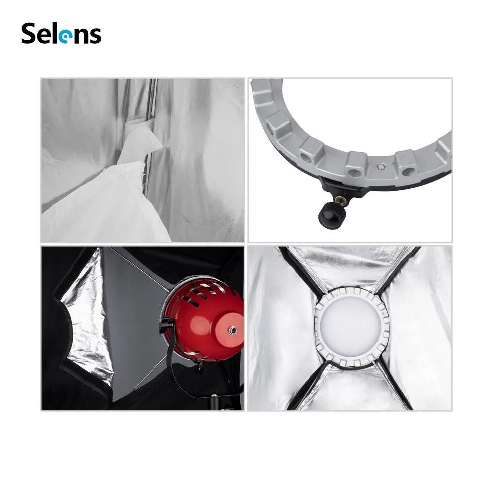 Selens  60X80CM Double Layer Diffusion Honeycomb Grid Softbox for Studio Photo Light  Red Head light Flash