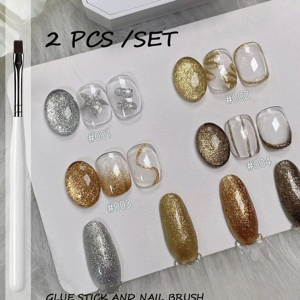 4 in 1 solid nail polish metal glue painting glue UV gel with nail art pen nail salon set