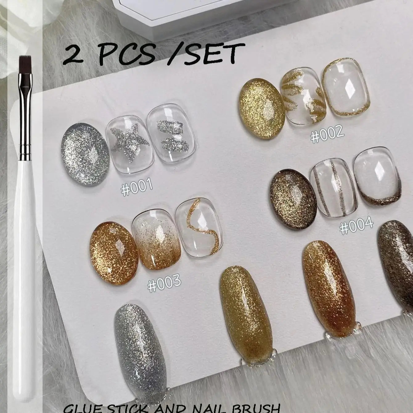 4 in 1 solid nail polish metal glue painting glue UV gel with nail art pen nail salon set