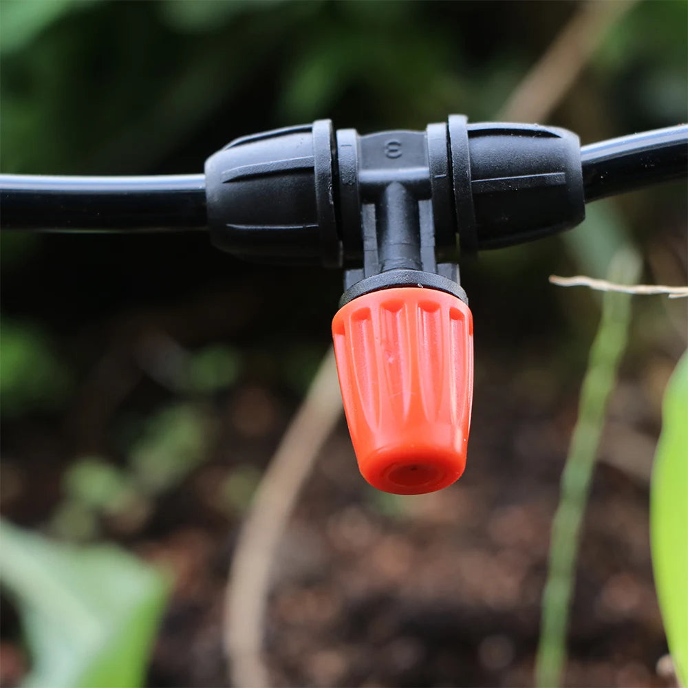 15PCS 1/4"Garden Hose Misting Nozzle with Lock Cap for Greenhouse 4/7mm Hose Irrigation Sprinkler Prevent Tubeing Slip Sprayer