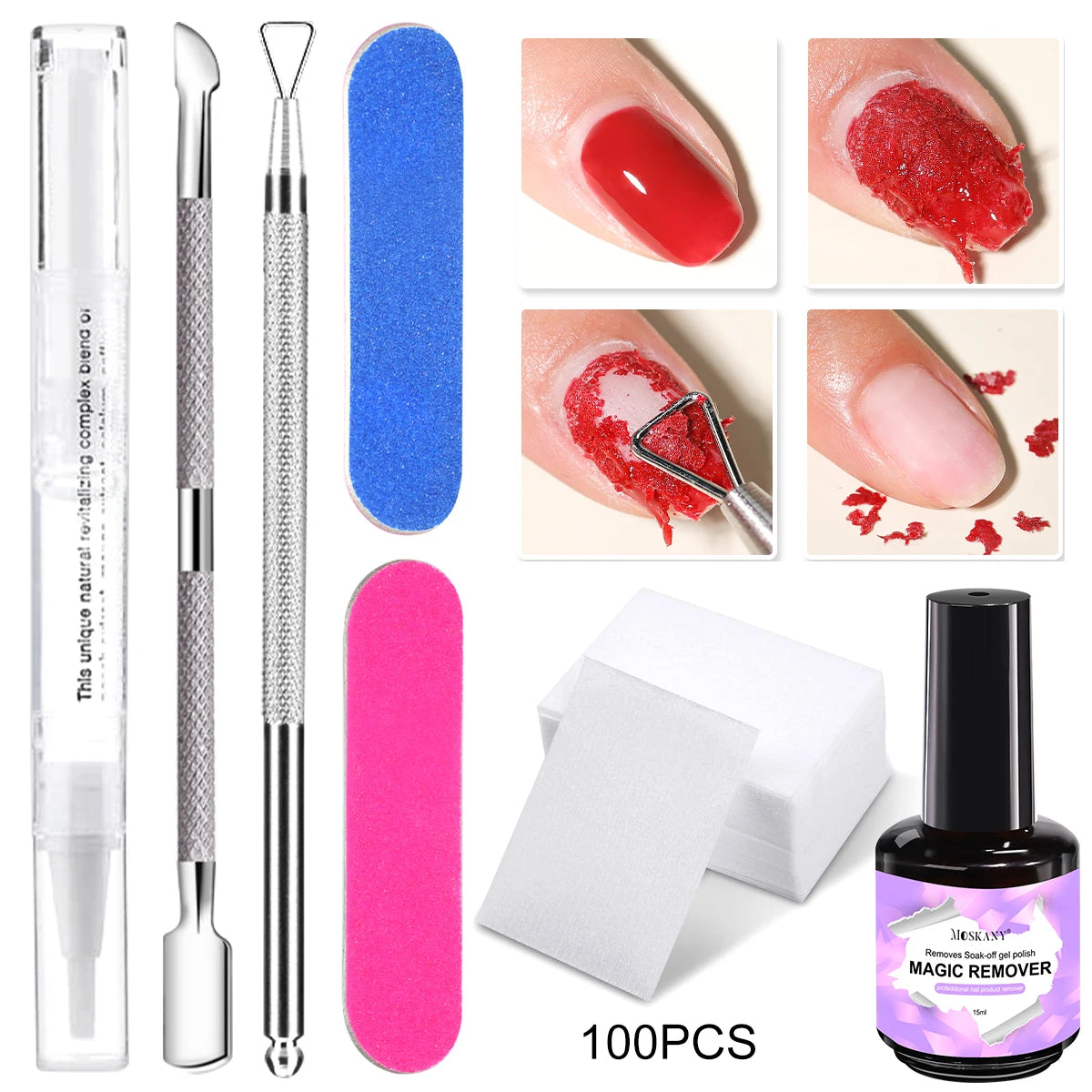 Nail Gel Remover Set 15ml Gel Blast & Soft Gel Remover Professional Not irritation Painless Semi-Permanent Nail Polish Cleaner