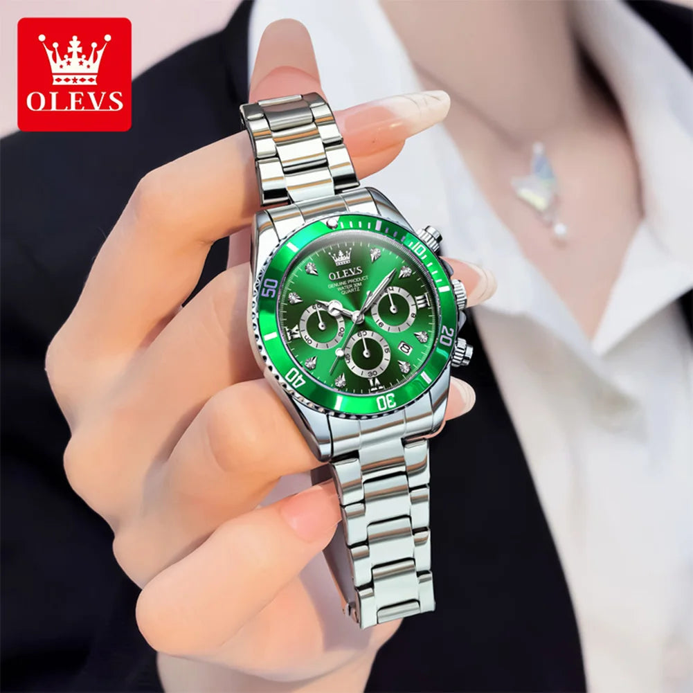 OLEVS Women Watch 5632 Elegant Original Quartz Watches Multifunctional Chronograph Watches For Women Set Bracelet Watch Reloj